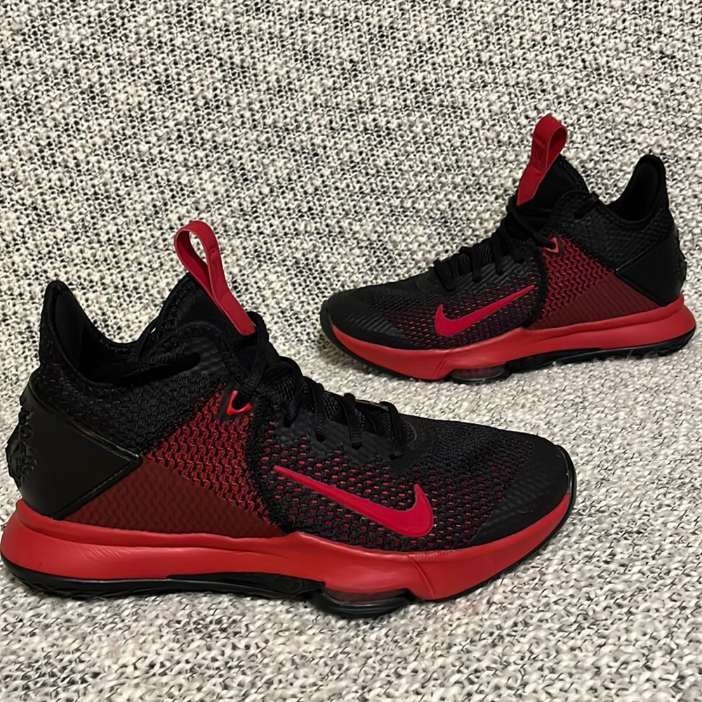 Red and black basketball sneakers